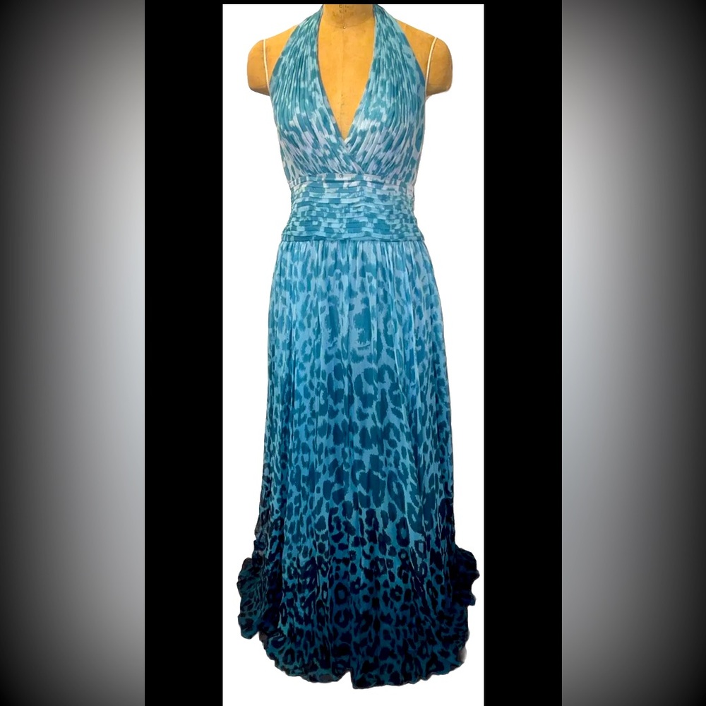 Tadashi Collection Dress Dark+ Light Green Ombre Full Length Backless Gown 6